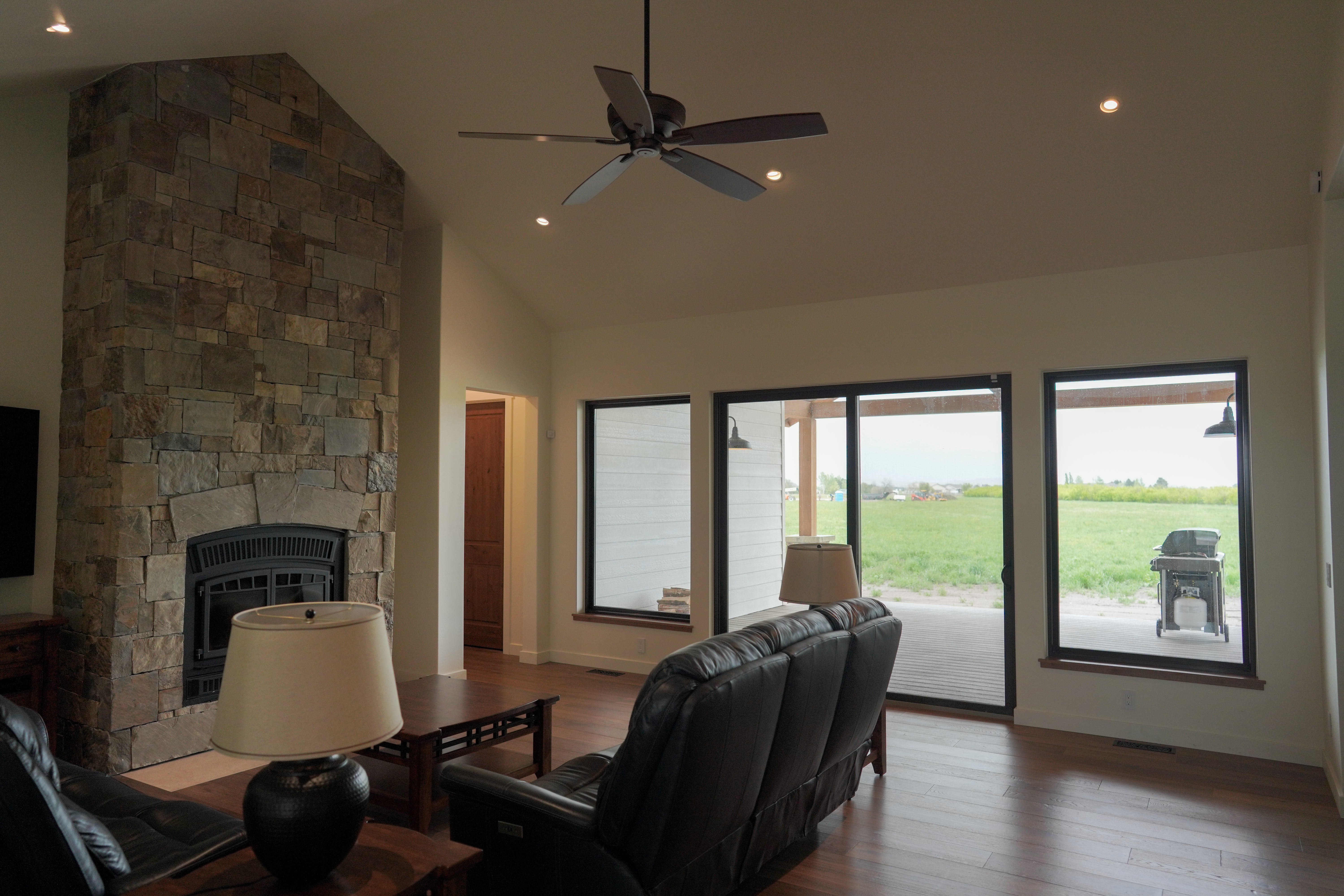 Luxury home construction in Flathead Valley showing interior framing